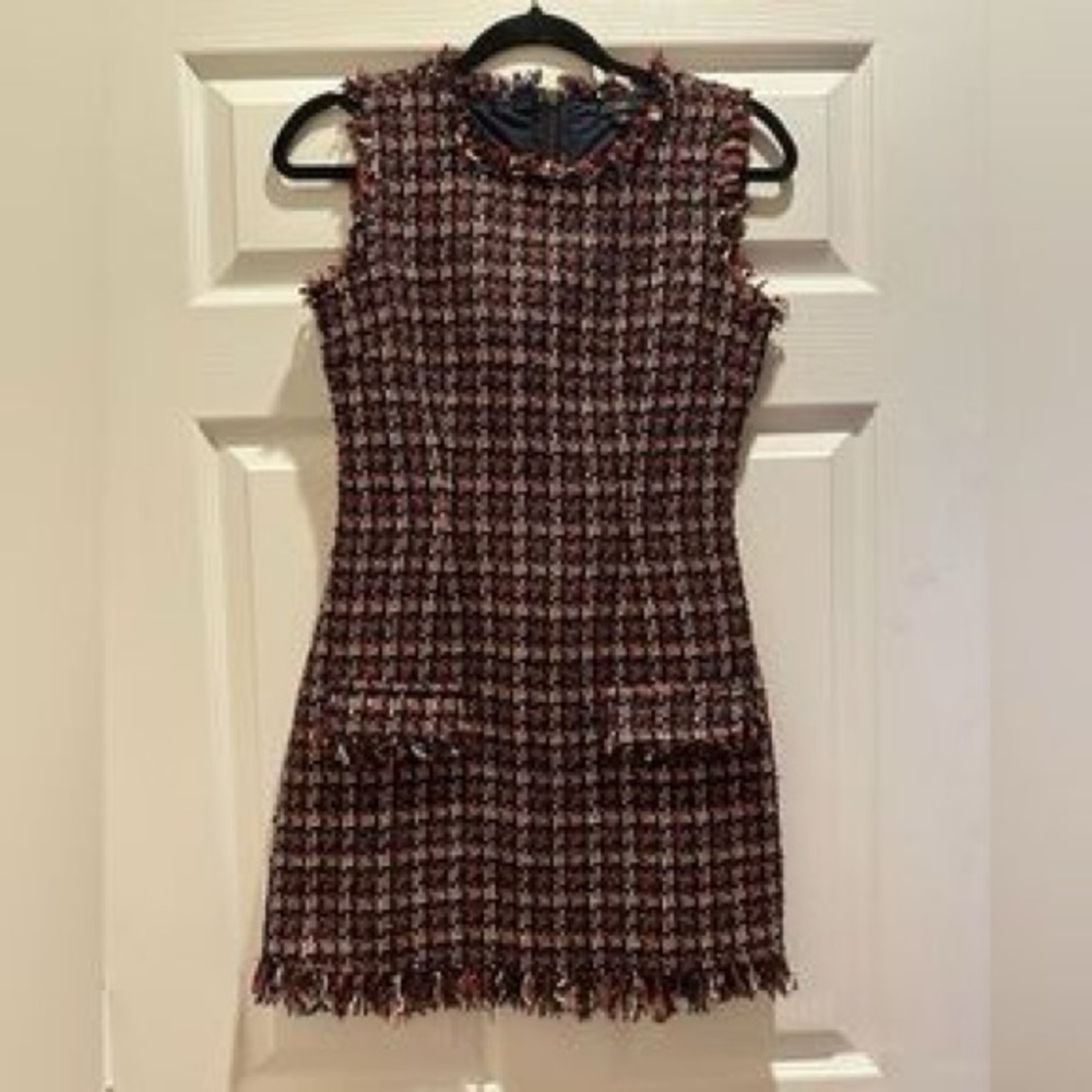 Vici Tweed Mini Dress - Red, Black, White